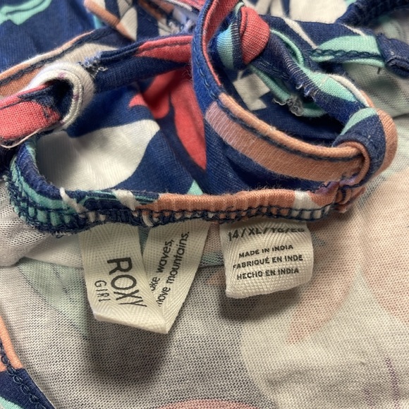 Roxy Girl Blue Strappy Dress with Pink & White Floral Print - Girls Size XL (14) - Picture 10 of 14